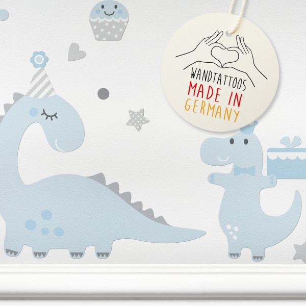 Wandtattoos Kinderzimmer „Dinoparty” Blau/Grau