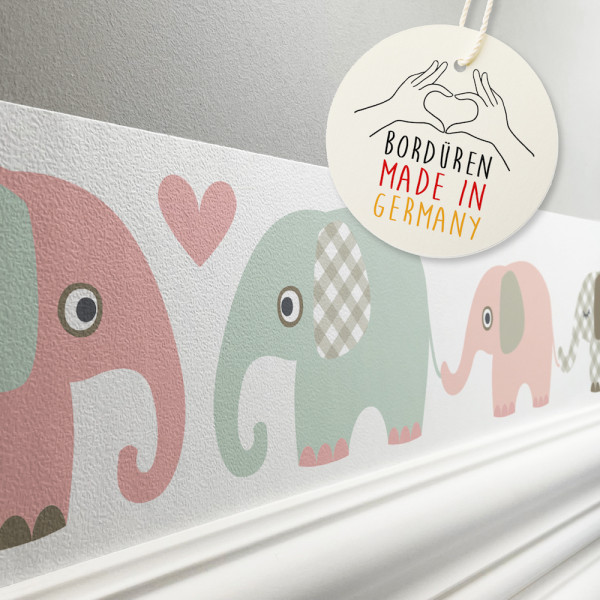 lovely label Elefanten taufe mint nude Elephant Bordüre Kinderzimmerbordüre Borte Tapetenbordüre Wanddeko Kinderzimmer Wanddeko Babyzimmer Wandbordüre Tapete Wandtatoo Wandsticker Poster Wand.jpg