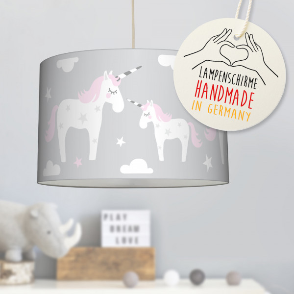 LL-LS-9403 lovely label amazon Deckenlampe Baby Kinder Lampenschirm Deckenleuchte Kinderzimmer Deko Hängelampe Pendelleuchte Wolken unicorn Einhorn Rosa Grau