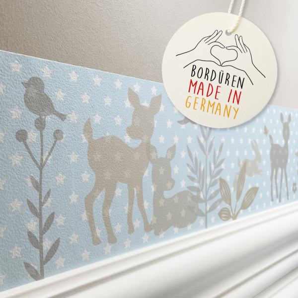 lovely label Rehe Häschen hellblau Bordüre Kinderzimmerbordüre Waldtiere Borte Tapetenbordüre Wanddeko Kinderzimmer Wanddeko Babyzimmer Wandbordüre Tapete Wandtatoo Wandsticker Poster Wand.jpg