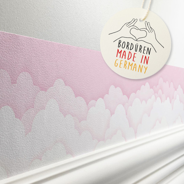 Selbstklebende Bordüre Kinderzimmer Wolken Rosa Wandbordüre Tapetenbordüre Babyzimmer