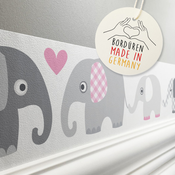 lovely label Elefanten rosa Elephant Bordüre Kinderzimmerbordüre Borte Tapetenbordüre Wanddeko Kinderzimmer Wanddeko Babyzimmer Wandbordüre Tapete Wandtatoo Wandsticker Poster Wand.jpg