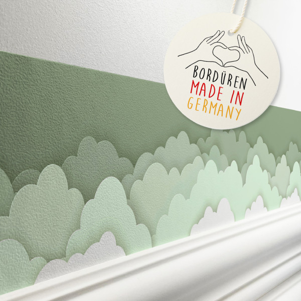 Selbstklebende Bordüre Kinderzimmer Wolken Wandbordüre Tapetenbordüre Grün