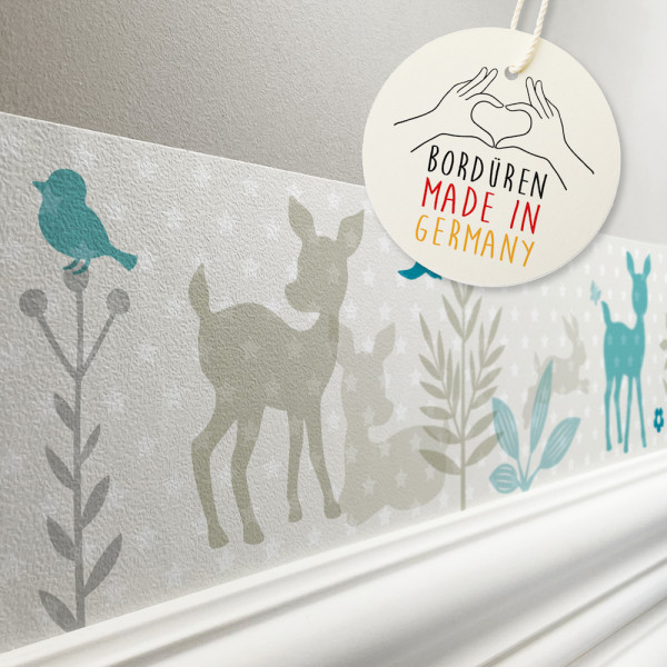 lovely label Rehe Häschen türkis Waldtiere Bordüre Kinderzimmerbordüre Borte Tapetenbordüre Wanddeko Kinderzimmer Wanddeko Babyzimmer Wandbordüre Tapete Wandtatoo Wandsticker Poster Wand.jpg