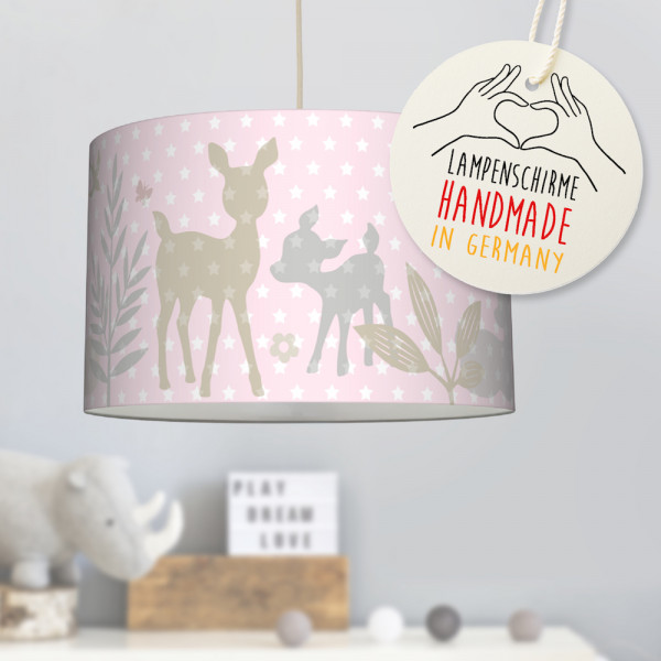 LL-LS-9431 lovely label amazon Deckenlampe Baby Kinder Lampenschirm Deckenleuchte Kinderzimmer Deko Hängelampe Pendelleuchte Häschen Rehe Bambi Rosa