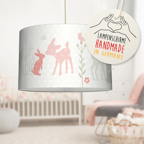 LL-LS-9417 lovely label amazon Deckenlampe Baby Kinder Lampenschirm Deckenleuchte Kinderzimmer Deko Hängelampe Pendelleuchte Häschen Rehe Bambi Sterne apricot beige
